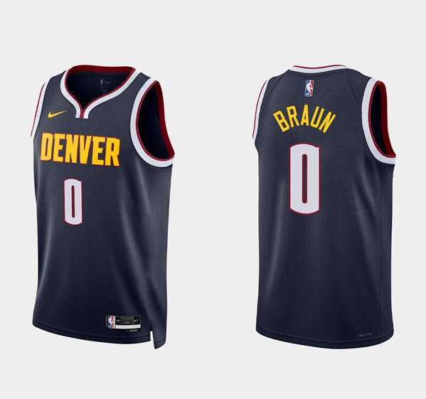 Men%27s Denver Nuggets #0 Christian Braun Navy 2022 Icon Edition Stitched Jersey Dzhi->dallas mavericks->NBA Jersey